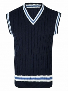 Men Sleeveless V Neck Jumper Cable Knitted Cricket Golf Sweater Jersey Vest Top