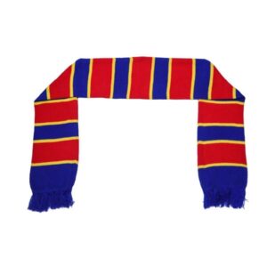 lue Red Warm Knitted Acrylic Striped Supporters Fans Football Team Scarf With Trim