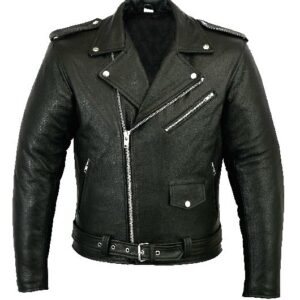 Leather Double zipper Motorbike Jacket Marlon Biker Motorcycle With CE Armour