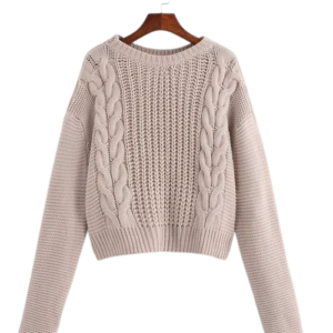 Women Knit Cashmere Polyster Crew Necked Sweater Long Sleeve Loose Coat Pullover Tops