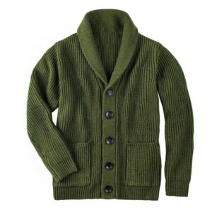 Men Yarn Knitted Cardigan Shawl Collar Button Sweater Casual Work Warm Coat Top